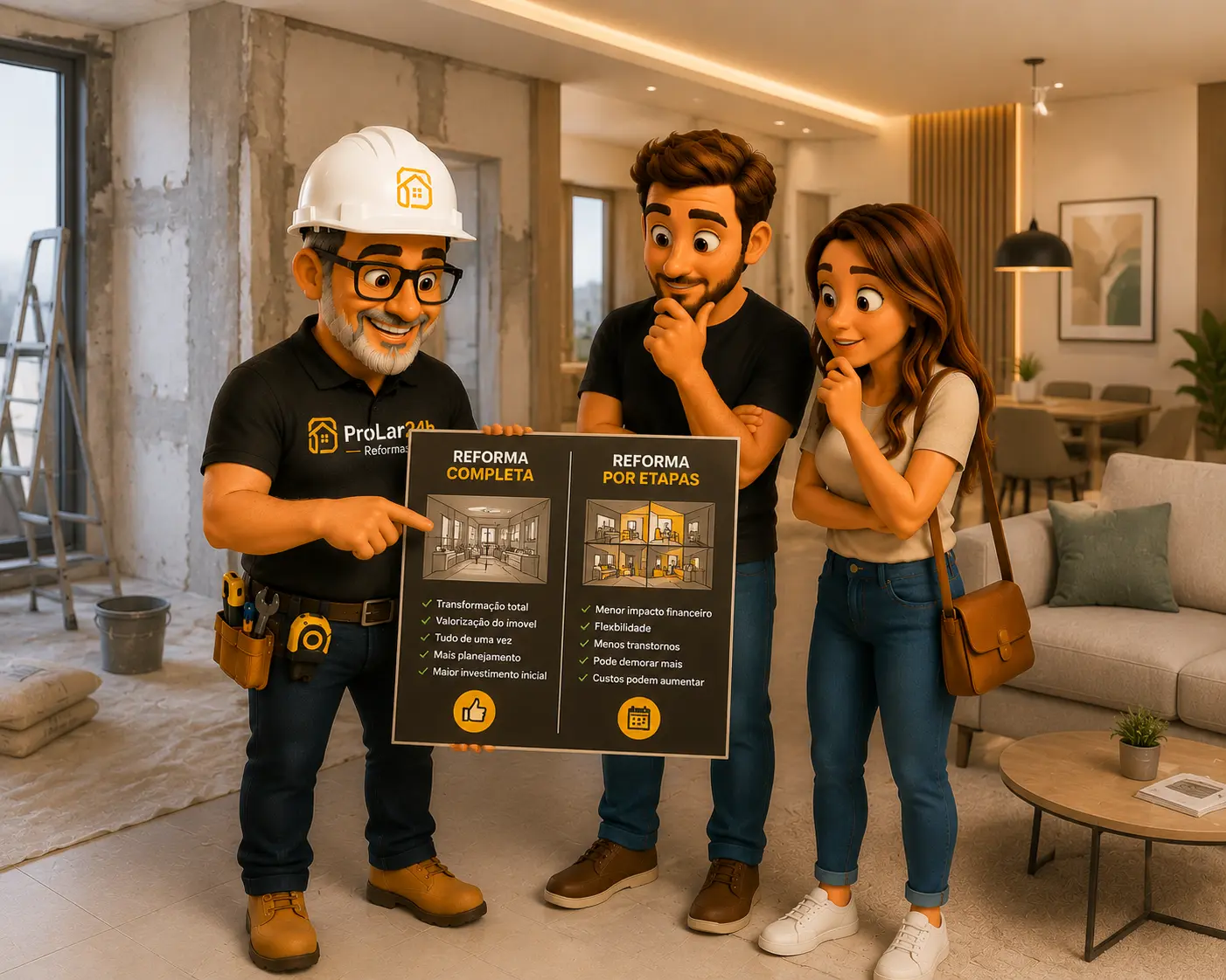 Planejamento de reforma completa ou por etapas