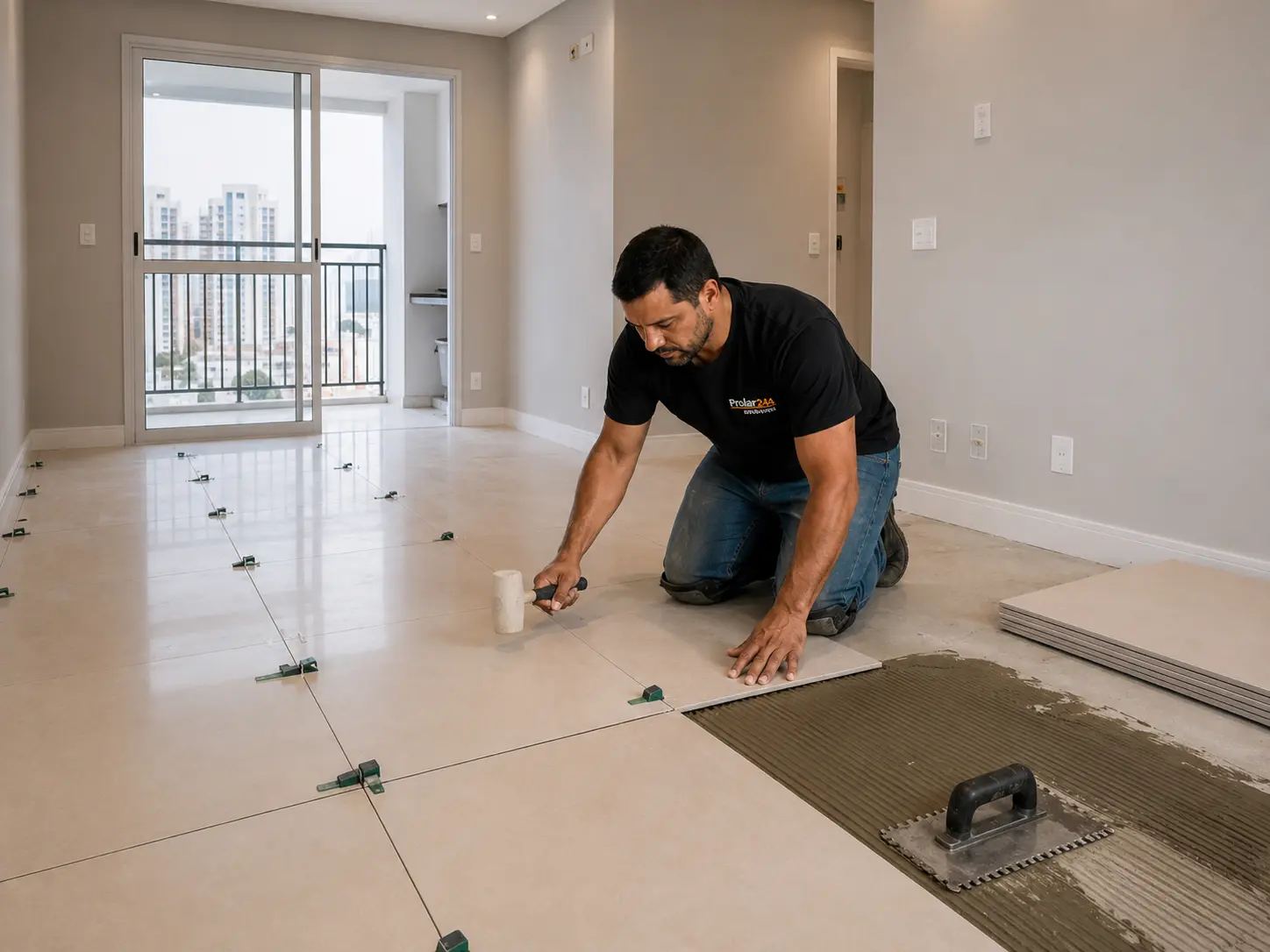 Instalação de piso vinílico residencial em apartamento